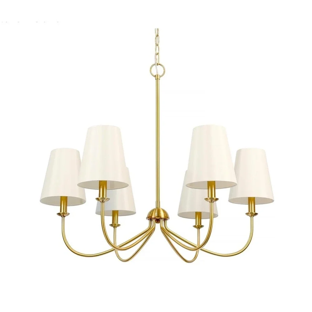 New‎ in Box 6-Light Homebelife Chandelier Brushed Bronze Gold Beige Shade Light